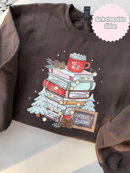 Currently Reading Winter Book Stack Shirt