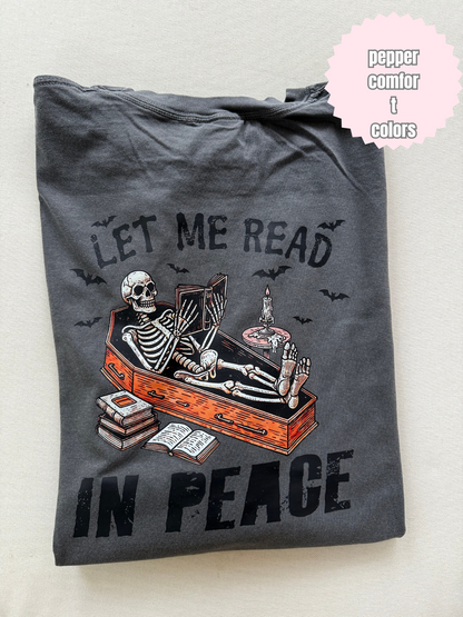 Read in Peace (color with Coffin) Shirt (BACK & POCKET DESIGN)