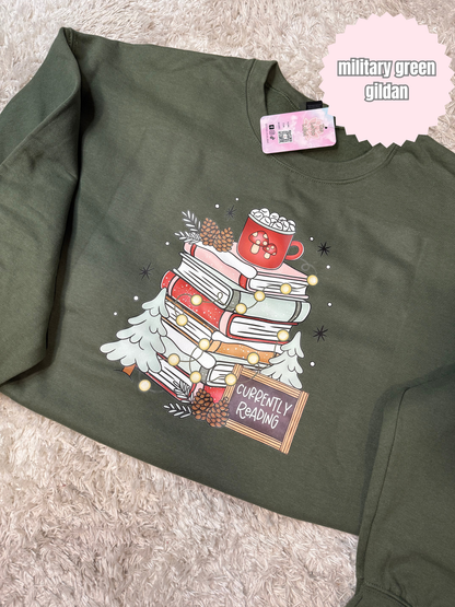 Currently Reading Winter Book Stack Shirt