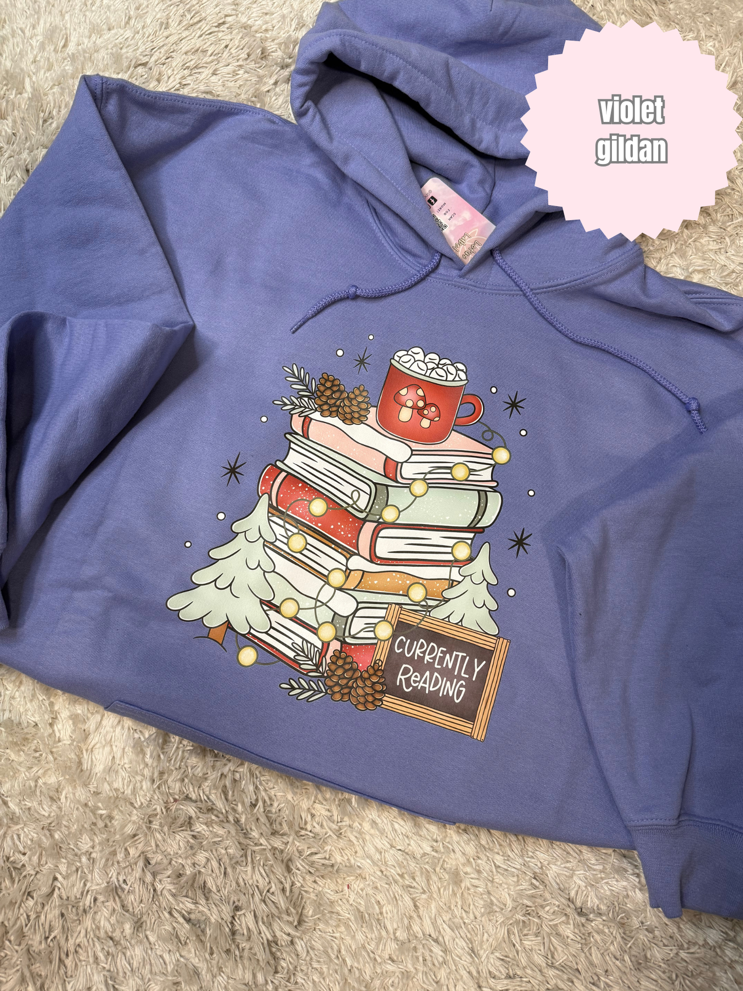 Currently Reading Winter Book Stack Shirt