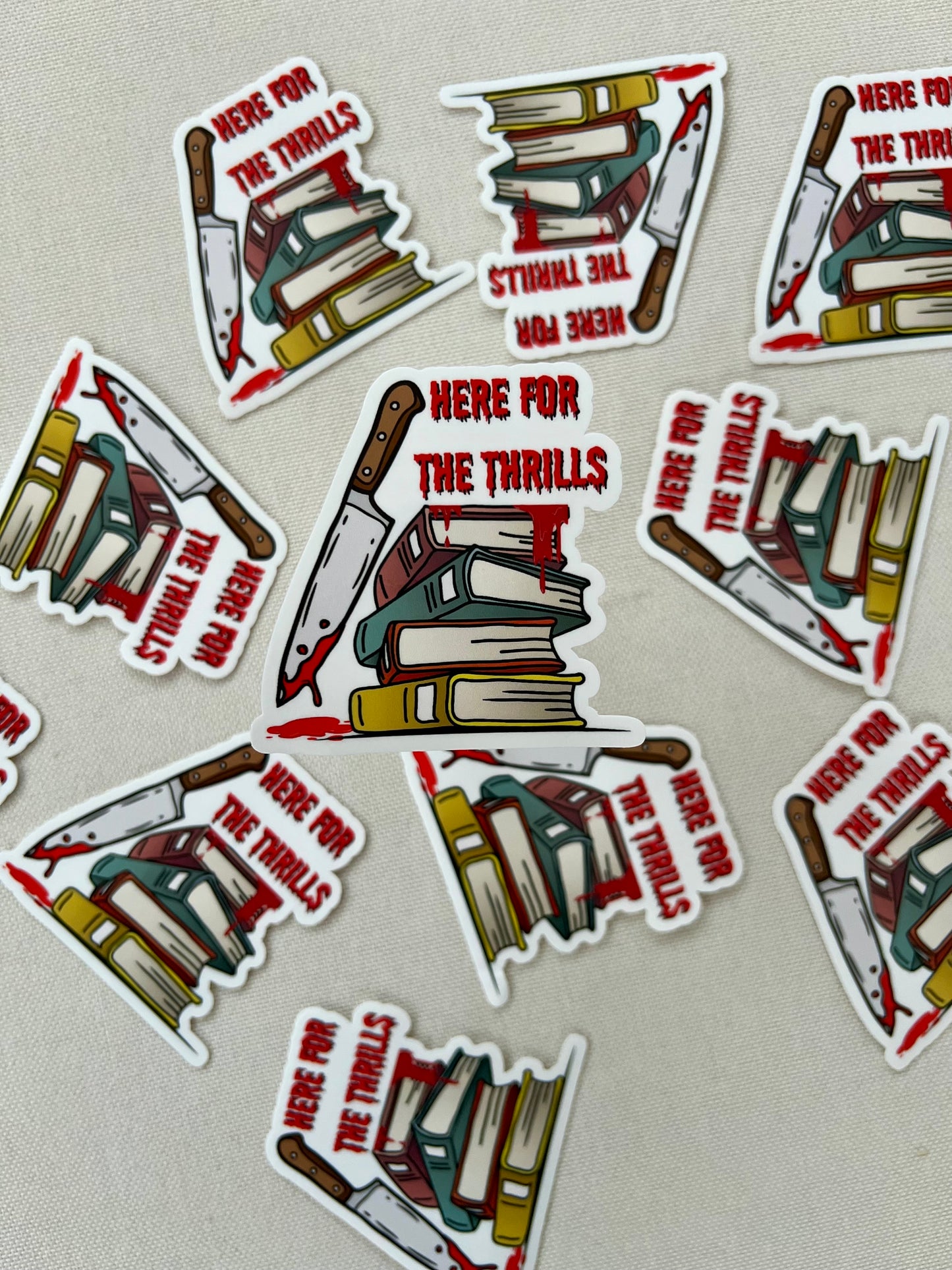 Here for the thrills sticker