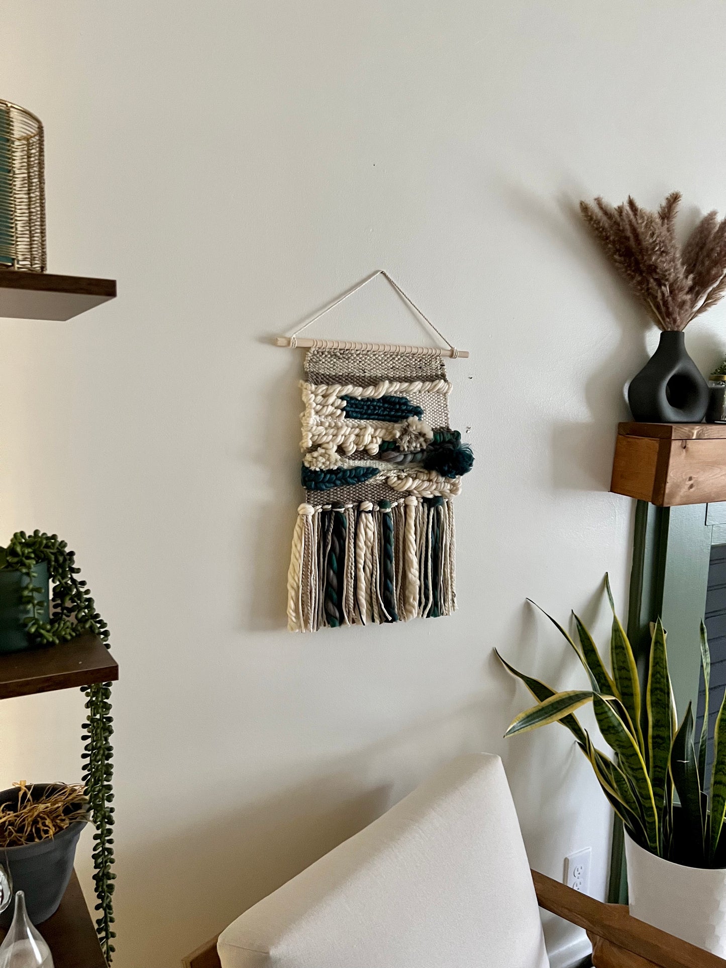 Hand Woven Wall Hanging - Textured Peacock